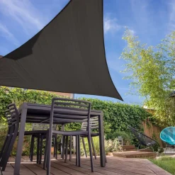 Sonnensegel dreieck 3,6x3,6x3,6 m Anthrazit 100% HDPE mit UV Schutz inkl. Befestigungsseile-ECD Germany Best
