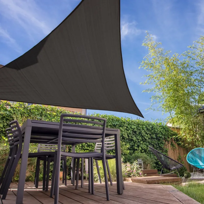 Sonnensegel dreieck 3,6x3,6x3,6 m Anthrazit 100% HDPE mit UV Schutz inkl. Befestigungsseile-ECD Germany Best