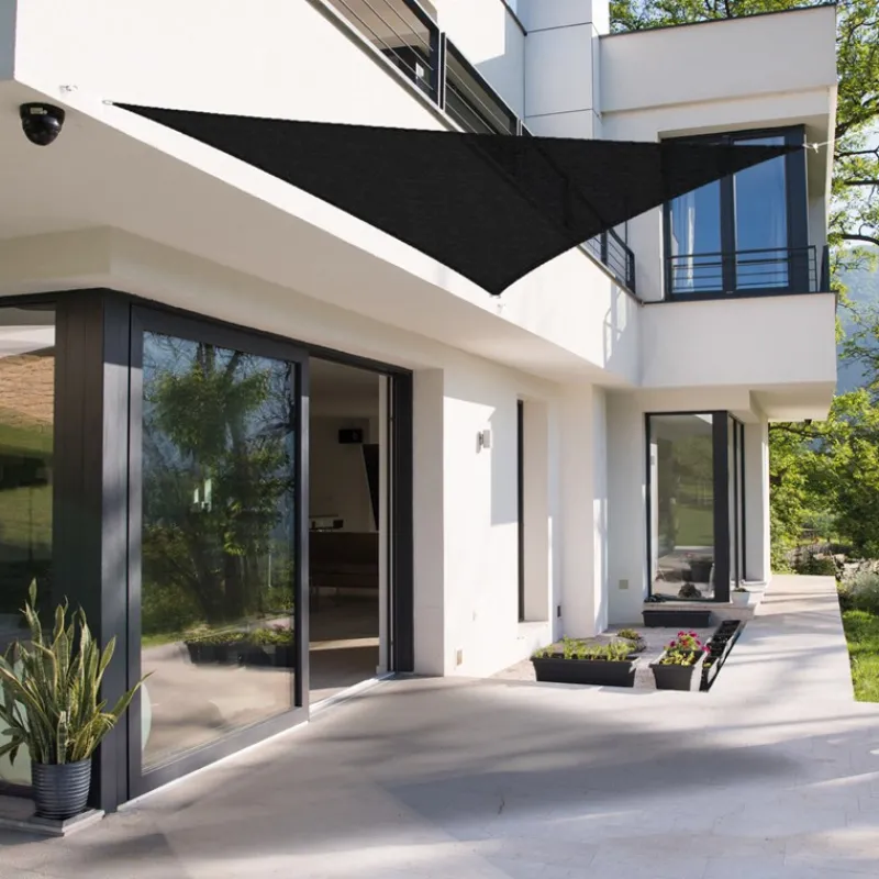 Sonnensegel dreieck 3,6x3,6x3,6 m Anthrazit 100% HDPE mit UV Schutz inkl. Befestigungsseile-ECD Germany Best