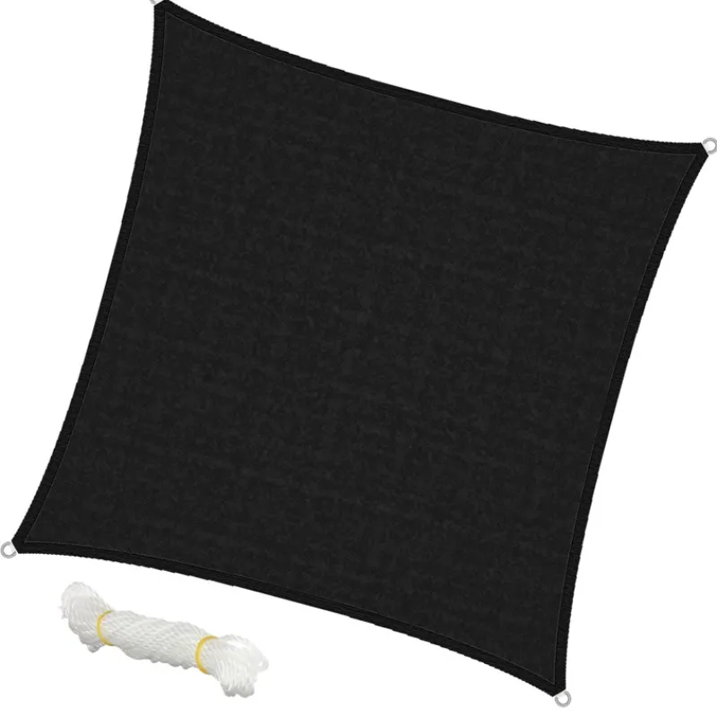 Sonnensegel quadrat 3,6x3,6 m Anthrazit 100% HDPE mit UV Schutz inkl. Befestigungsseile-ECD Germany