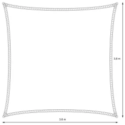 Sonnensegel quadrat 3,6x3,6 m Anthrazit 100% HDPE mit UV Schutz inkl. Befestigungsseile-ECD Germany