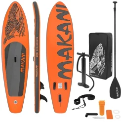 Stand Up Paddle aufblasbares SUP Board Makani 320x80x15 cm in Orange aus PVC inkl. Pumpe und Tragetasche-ECD Germany Best