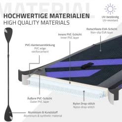 Stand Up Paddle aufblasbares SUP Board mit Kajak Sitz 320x82x15 cm in Schwarz aus PVC inkl. Pumpe und Tragetasche-ECD Germany Online