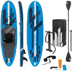 Stand Up Paddle aufblasbares SUP Board mit Kajak Sitz 320x82x15 cm in Blau aus PVC inkl. Pumpe und Tragetasche-ECD Germany Sale