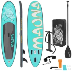 Stand Up Paddle aufblasbares SUP Board Maona 308x76x10 cm in Türkis aus PVC inkl. Pumpe und Tragetasche-ECD Germany Outlet