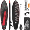 Stand Up Paddle aufblasbares SUP Board Makani 320x80x15 cm in Schwarz/Rot aus PVC inkl. Pumpe und Tragetasche-ECD Germany Clearance