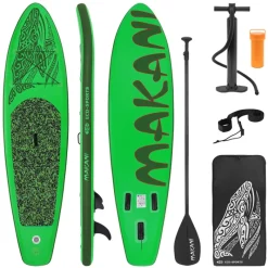 Stand Up Paddle aufblasbares SUP Board Makani 320x80x15 cm in Grün aus PVC inkl. Pumpe und Tragetasche-ECD Germany Discount