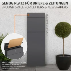 Standbriefkasten freistehend bis DIN A4 115 cm hoch Anthrazit aus rostfreiem Stahl ML-Design-ECD Germany Online