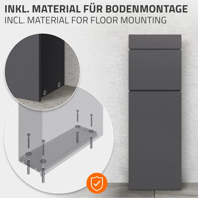 Standbriefkasten freistehend bis DIN A4 115 cm hoch Anthrazit aus rostfreiem Stahl ML-Design-ECD Germany Online