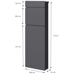 Standbriefkasten freistehend bis DIN A4 115 cm hoch Anthrazit aus rostfreiem Stahl ML-Design-ECD Germany Online