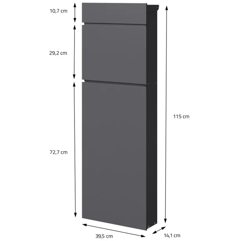 Standbriefkasten freistehend bis DIN A4 115 cm hoch Anthrazit aus rostfreiem Stahl ML-Design-ECD Germany Online