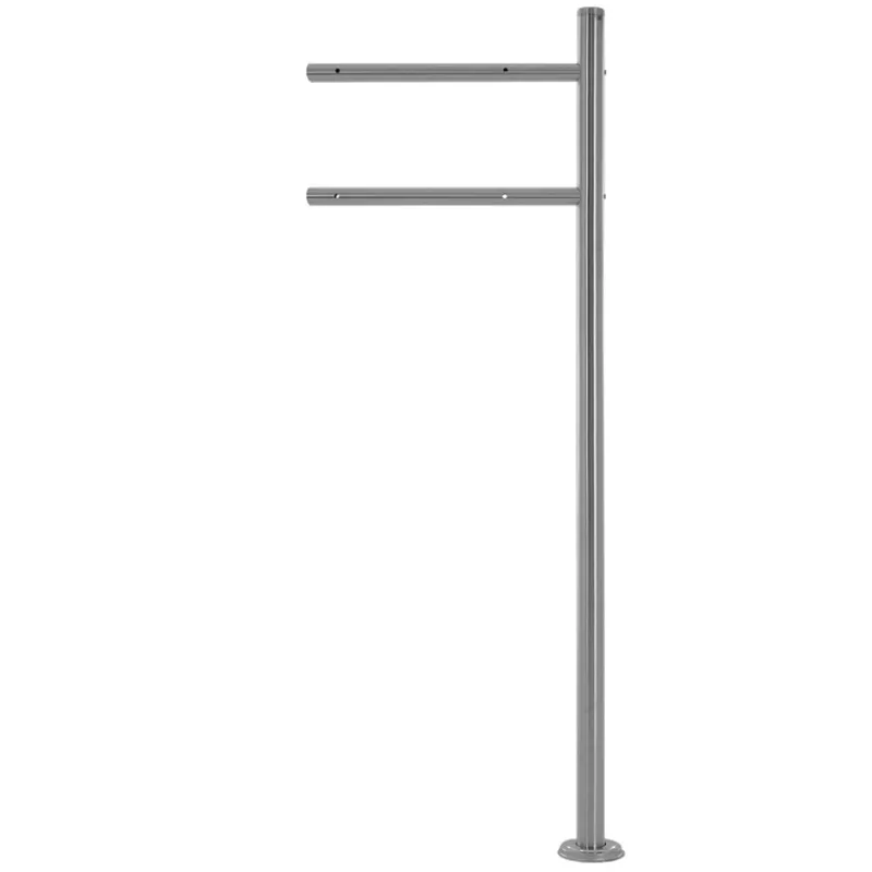 Standbriefkasten mit Zeitungsfach 37x37x11 cm Anthrazit/Holzoptik aus Stahl ML-Design, Modernes Diagonales Design, Standhöhe 120 cm Silber-ECD Germany Outlet