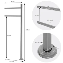 Standbriefkasten mit Zeitungsfach 37 cm Anthrazit inkl. Ständer 120 cm hoch Silber Briefkasten freistehend-ECD Germany Clearance