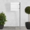 Standbriefkasten mit Zeitungsfach 37 cm Weiß inkl. Ständer 120 cm hoch Silber Briefkasten freistehend-ECD Germany Outlet
