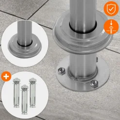 Standbriefkasten mit Zeitungsfach 37 cm Weiß inkl. Ständer 120 cm hoch Silber Briefkasten freistehend-ECD Germany Outlet