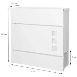 Standbriefkasten mit Zeitungsfach 37 cm Weiß inkl. Ständer 120 cm hoch Silber Briefkasten freistehend-ECD Germany Outlet