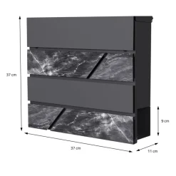 Standbriefkasten mit Zeitungsfach 37x37x11 cm Anthrazit/Marmoroptik aus Stahl ML-Design-ECD Germany Clearance
