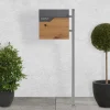 Standbriefkasten mit Zeitungsfach 37x37x11 cm Anthrazit/Holzoptik aus Edelstahl ML-Design-ECD Germany Online