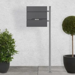 Standbriefkasten mit Zeitungsfach 37x11x36,5 cm Anthrazit aus Edelstahl ML-Design-ECD Germany Discount