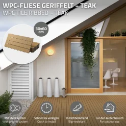 Terrassenfliesen 60x30 cm 6er Set für 1m² Teak aus WPC-ECD Germany Sale