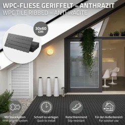 Terrassenfliesen 60x30 cm 6er Set für 1m² Anthrazit aus WPC-ECD Germany Best