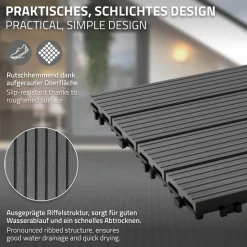 Terrassenfliesen 60x30 cm 6er Set für 1m² Anthrazit aus WPC-ECD Germany Best