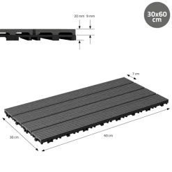 Terrassenfliesen 60x30 cm 6er Set für 1m² Anthrazit aus WPC-ECD Germany Best