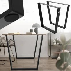 Tischbeine Tischgestell 2er Set V-Design 75 x 72 cm schwarz matt aus Stahl ML-Design-ECD Germany New