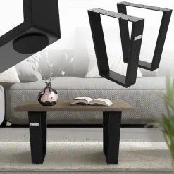 Tischbeine Tischgestell 2er Set V-Design 40x43 cm Schwarz aus Stahl ML-Design-ECD Germany Clearance