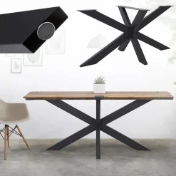 Tischbeine Tischgestell X-Design 78 x 71 x 150 cm Schwarz aus Metall von ML-Design-ECD Germany Clearance