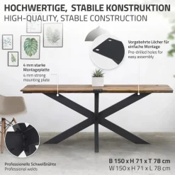 Tischbeine Tischgestell X-Design 78 x 71 x 150 cm Schwarz aus Metall von ML-Design-ECD Germany Clearance