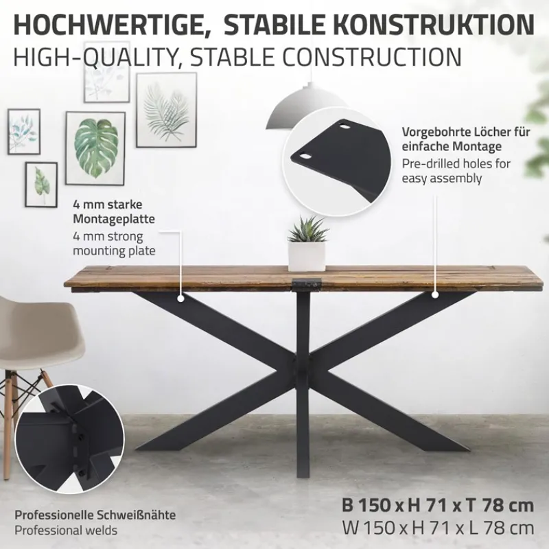 Tischbeine Tischgestell X-Design 78 x 71 x 150 cm Schwarz aus Metall von ML-Design-ECD Germany Clearance