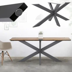 Tischbeine Tischgestell X-Design 78 x 71 x 150 cm Anthrazit aus Metall ML-Design-ECD Germany Clearance