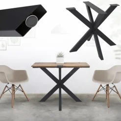 Tischbeine Tischgestell X-Design 85 x 71 x 85 cm Schwarz aus Metall ML-Design-ECD Germany Best