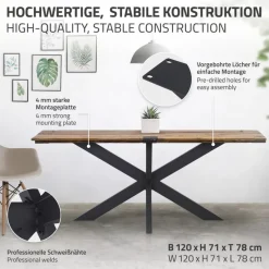 Tischbeine Tischgestell X-Design 78 x 71 x 120 cm Schwarz aus Metall ML-Design-ECD Germany Best