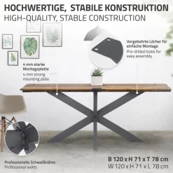 Tischbeine Tischgestell X-Design 78 x 71 x 120 cm Anthrazit aus Metall ML-Design-ECD Germany Sale