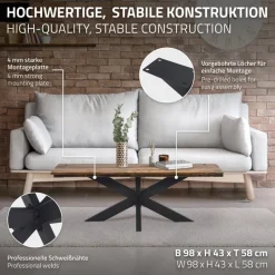 Tischbeine Tischgestell X-Design 98 x 58 x 43 cm schwarz aus Metall ML-Design-ECD Germany Discount