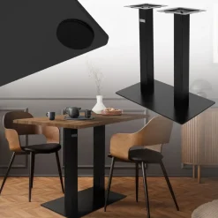 Tischgestell Doppel Schwarz Höhe 72cm Stahl pulverbeschichtet 70x43cm Bodenplatte ML-Design-ECD Germany New