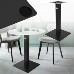 Tischgestell Single Schwarz Höhe 72cm aus pulverbeschichteteter Stahl 43x43 cm Bodenplatte Montagematerial ML-Design-ECD Germany Online