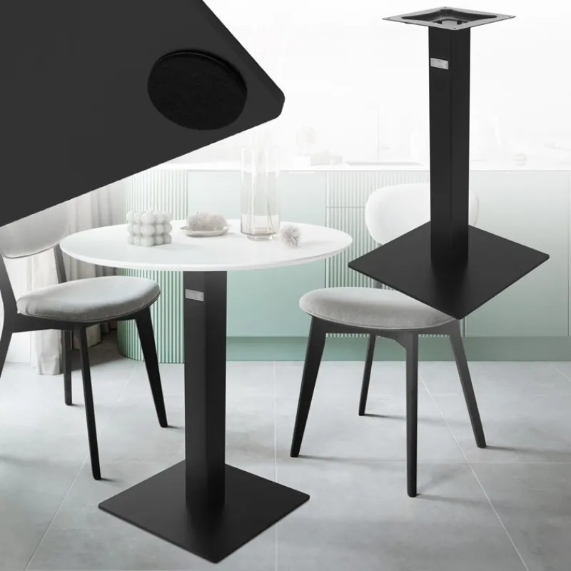 Tischgestell Single Schwarz Höhe 72cm aus pulverbeschichteteter Stahl 43x43 cm Bodenplatte Montagematerial ML-Design-ECD Germany Online