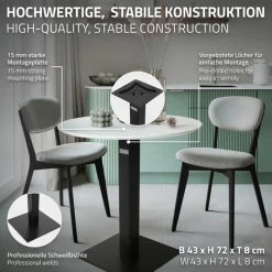 Tischgestell Single Schwarz Höhe 72cm aus pulverbeschichteteter Stahl 43x43 cm Bodenplatte Montagematerial ML-Design-ECD Germany Online
