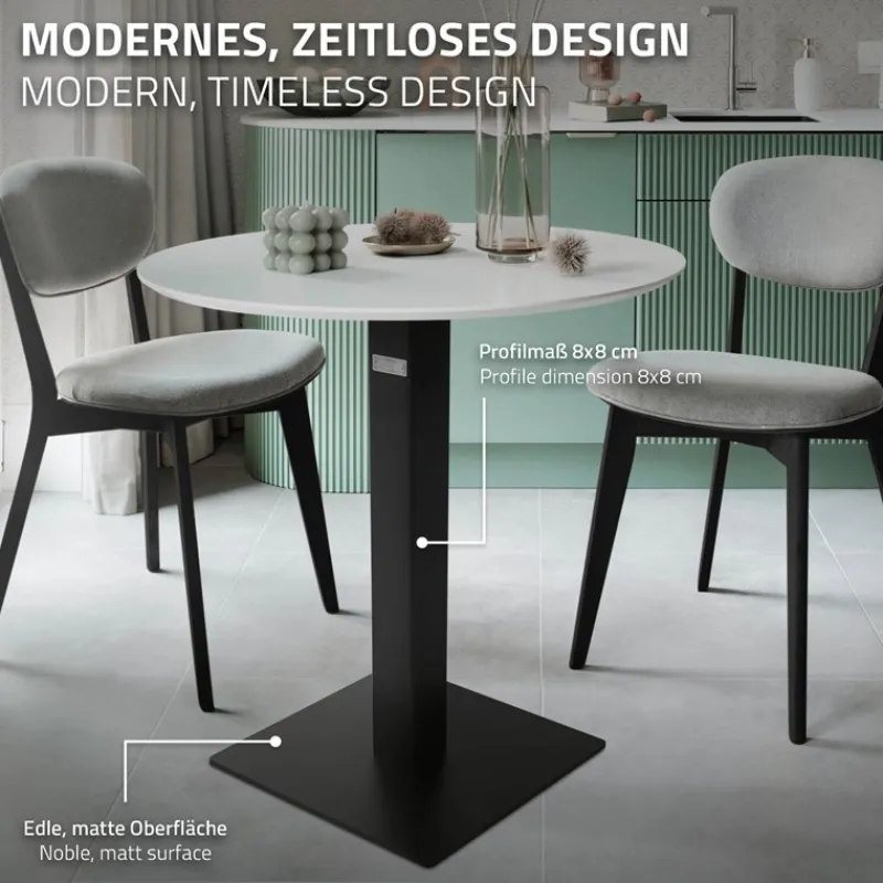 Tischgestell Single Schwarz Höhe 72cm aus pulverbeschichteteter Stahl 43x43 cm Bodenplatte Montagematerial ML-Design-ECD Germany Online