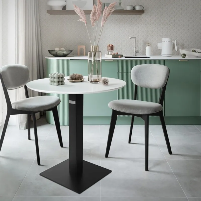 Tischgestell Single Schwarz Höhe 72cm aus pulverbeschichteteter Stahl 43x43 cm Bodenplatte Montagematerial ML-Design-ECD Germany Online