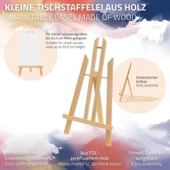 Tischstaffelei klein verstellbar 22x14x40,5 cm Braun aus Holz-ECD Germany New