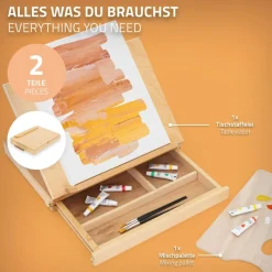 Tischstaffelei mit Schublade und Mischpalette Natur aus Holz-ECD Germany Clearance