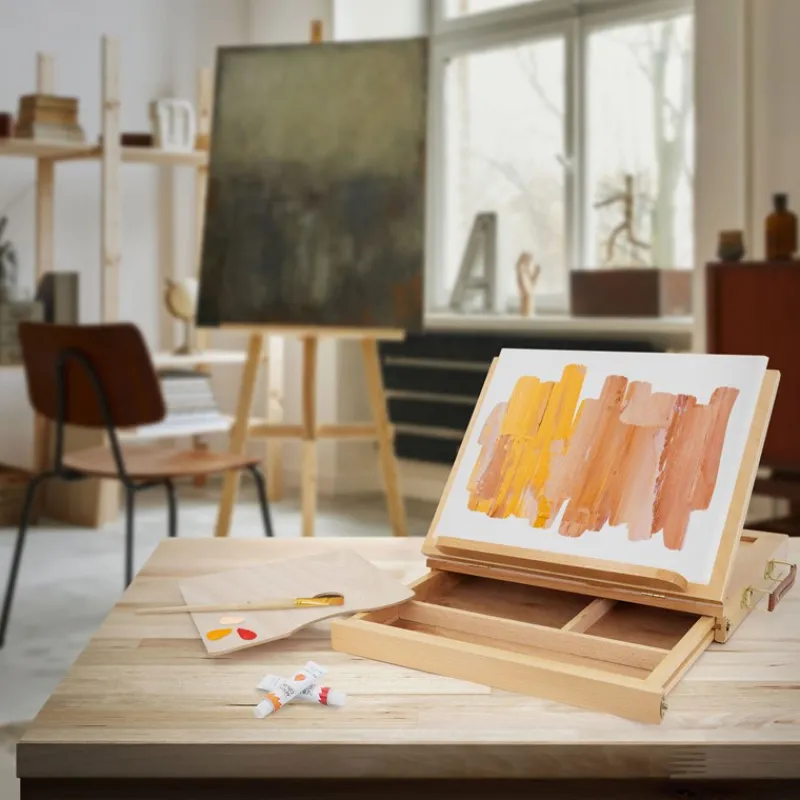 Tischstaffelei mit Schublade und Mischpalette Natur aus Holz-ECD Germany Clearance