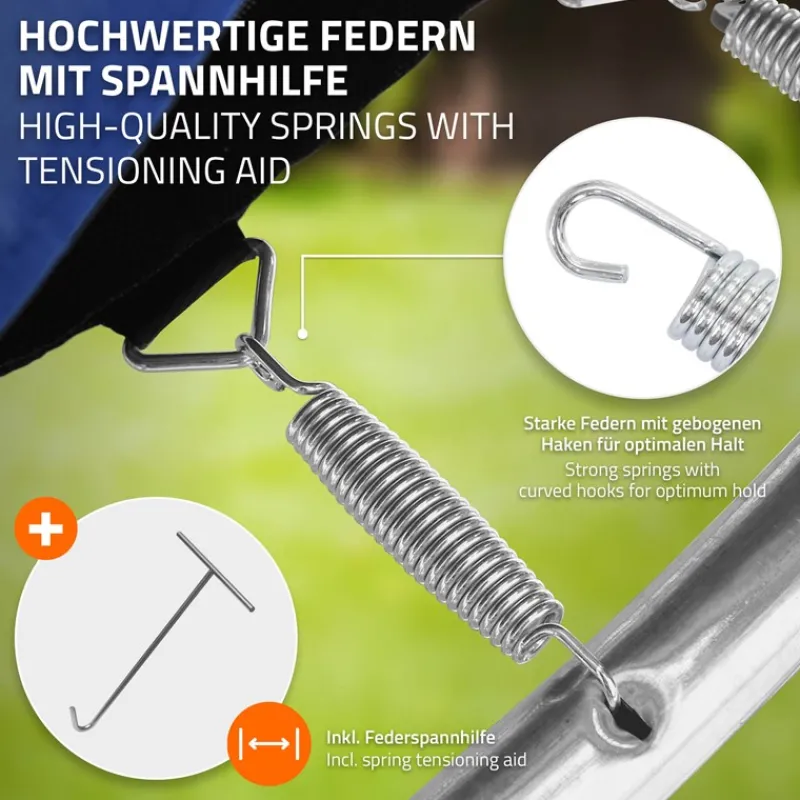 Trampolin Ø366 cm mit Sicherheitsnetz, Leiter und gepolsterten Stangen Blau bis 150kg HAUKI-ECD Germany Clearance