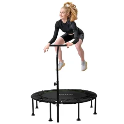 Trampolin Ø122cm mit höhenverstellbarer Haltegriff Stahl Grün bis 150kg Hauki-ECD Germany Discount