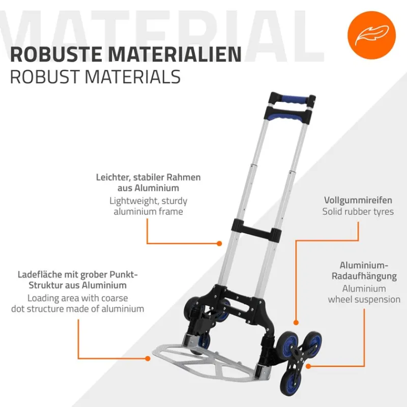 Treppensackkarre mit Treppensteiger klappbar 2x3 Rädern aus Aluminium belastbar bis 80 kg-ECD Germany Sale