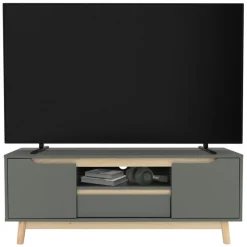 TV Lowboard Fernsehschrank 120x40 cm in mattgrün aus MDF & Kiefernholz ML-Design-ECD Germany Best